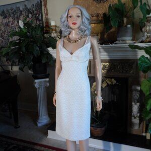 Carolina Herrera Ivory Silk Blend Sheath Dress Size 10